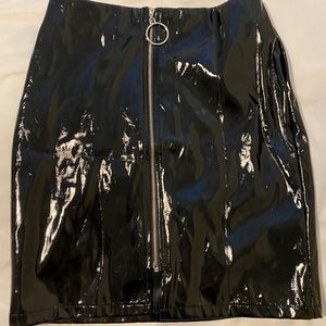 Black latex skirt